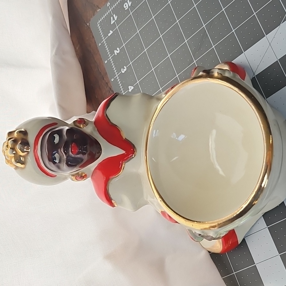 Blackamoore Vimtage Ceramic Figurine Bowl with Red and Gold Details